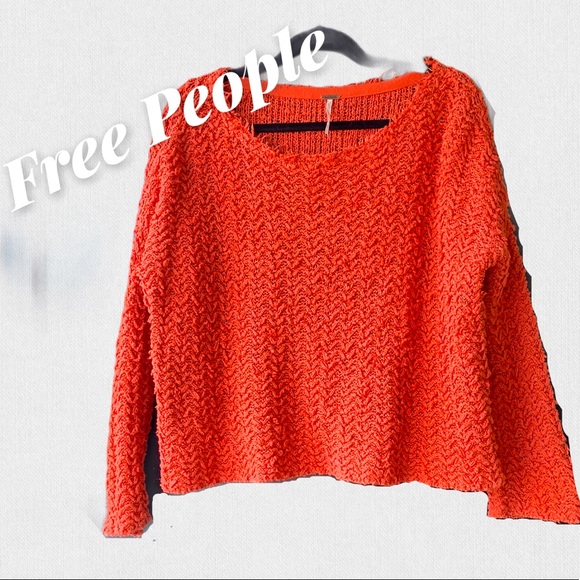 Free People Sweaters - Free People Cropped Orange Knit Sweater